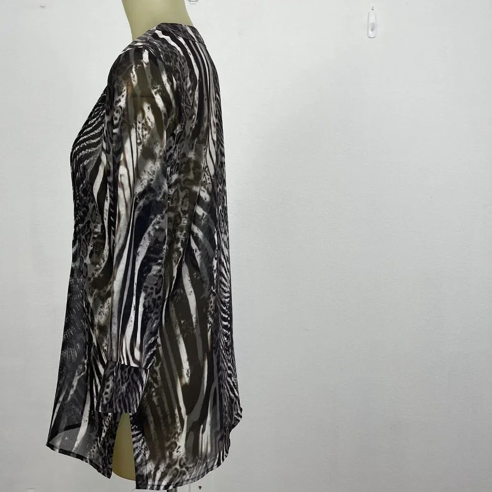 Sao Paulo Brown Animal print top tunic Size Small 36 Semi Sheer Womens New $133 - Picture 3 of 6